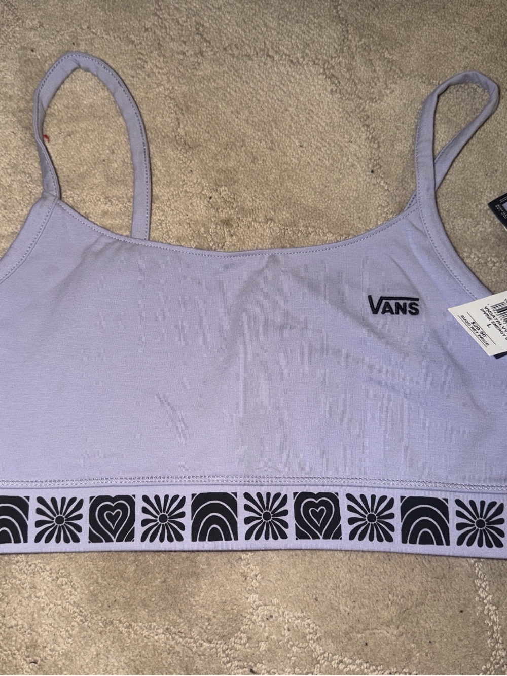 Vans Lavender Crop Tank with Black Graphic Band